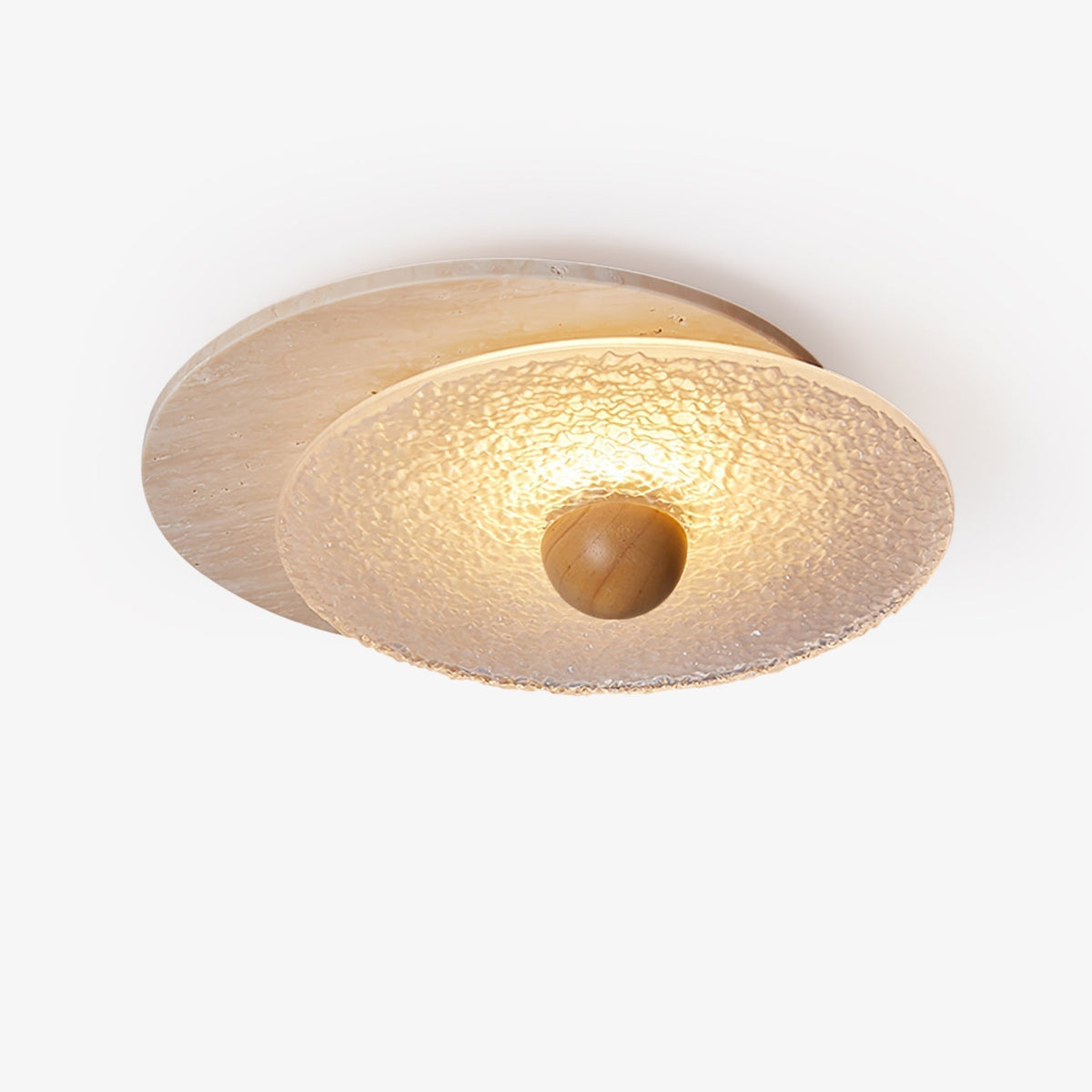 Keth cirkulær loftlampe / væglampe i travertin