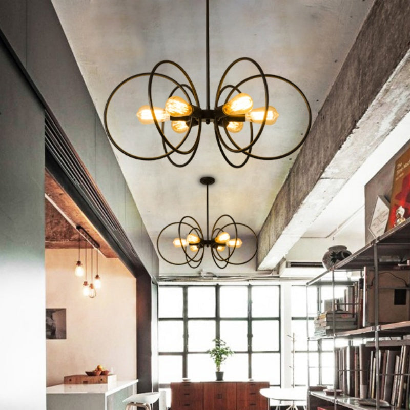 Candeeiro de teto LED industrial Alessio, metal preto, sala/quarto