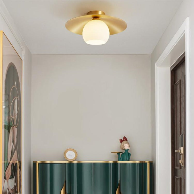 Arisha nordisk retro LED-loftlampe i metal og glas til gang