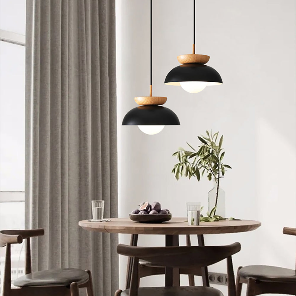 Muto nordisk pendellampa eller plafond i svart trä och metall för kök och balkong