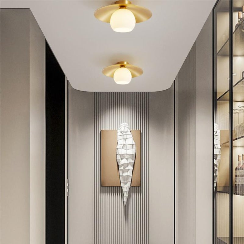 Arisha nordisk retro LED-loftlampe i metal og glas til gang
