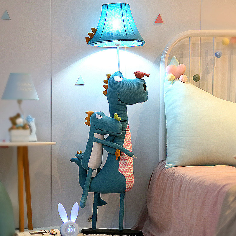 Minori moderne gulvlampe i dinosaurdesign, metal/tekstil