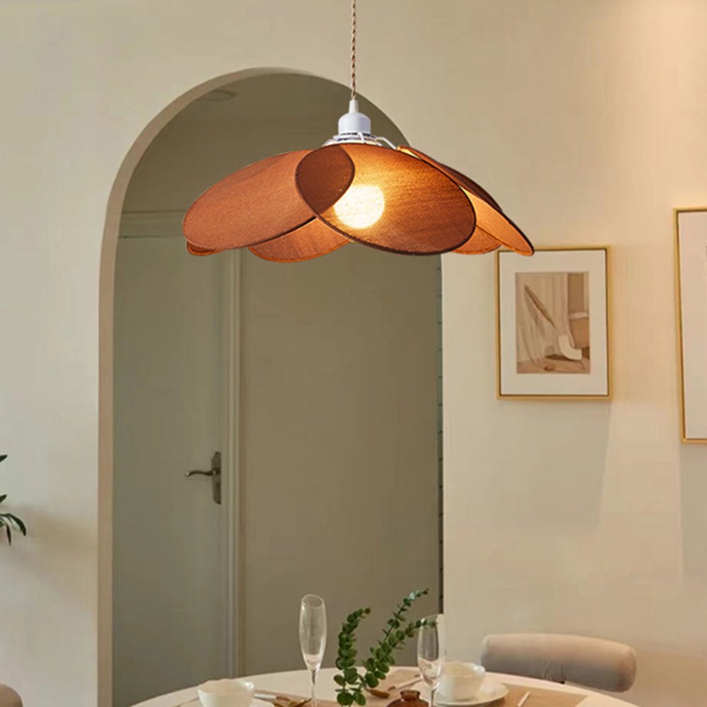 Ritta Minimalist Fabric Flower Pendant Light, Orange/Brown/Beige