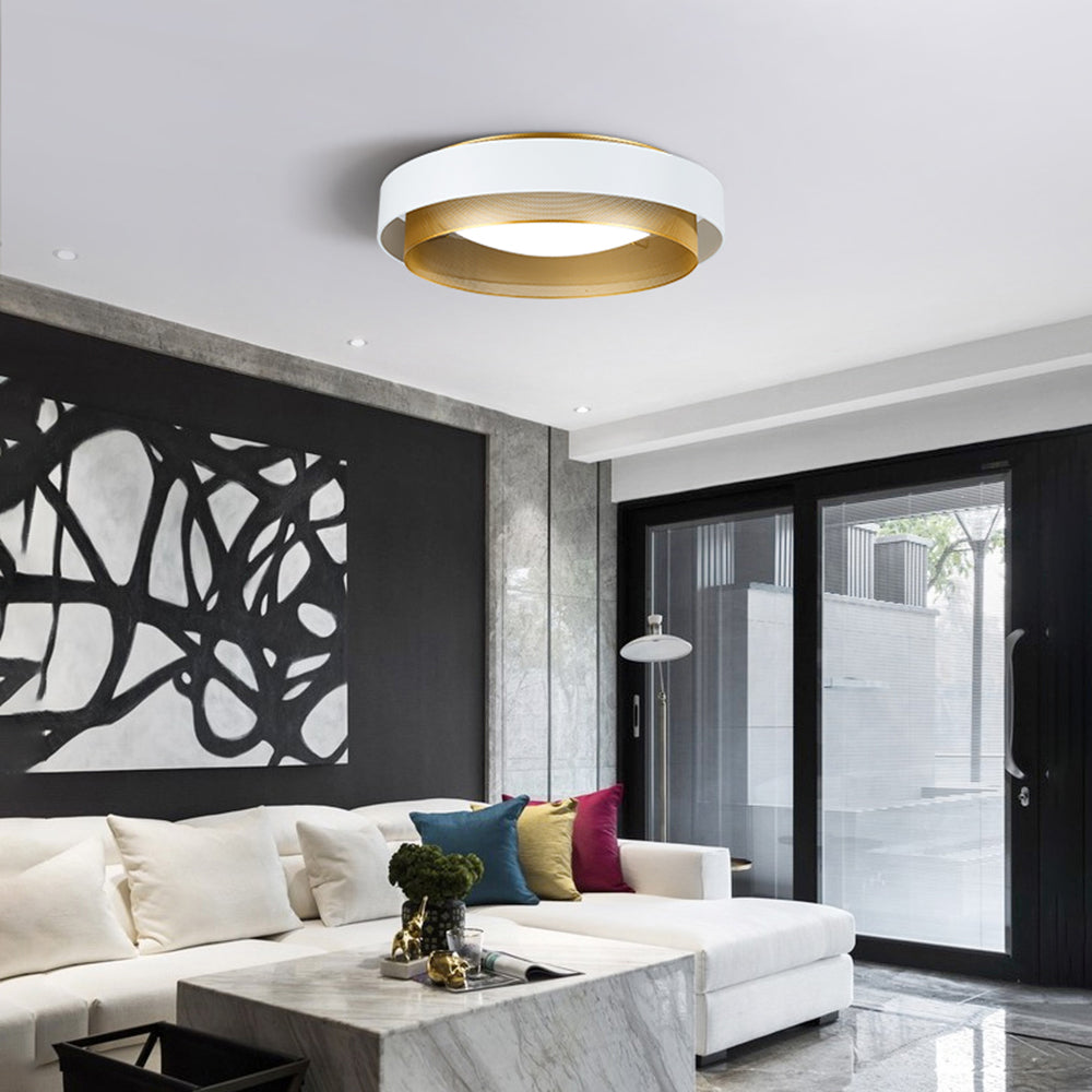 Arisha Modern Ring Metal/ Flush Mount Ceiling Light, White/Black