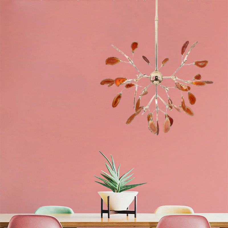 Candeeiro de teto Aria criativo em ágata colorida, para quarto/sala de estar