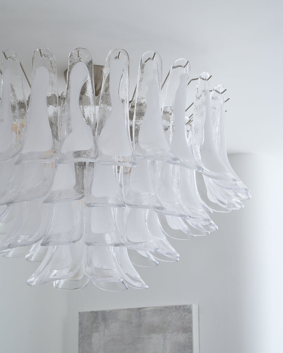 Candeeiro de teto Celenira elegante de vidro transparente ondulado, com camadas