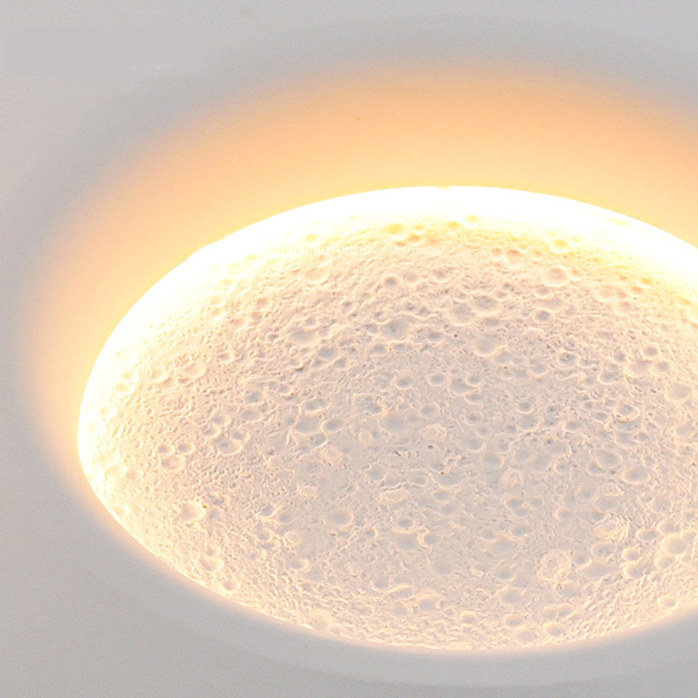Candeeiro de parede decorativo Aria, em metal/gesso com forma de lua, branco