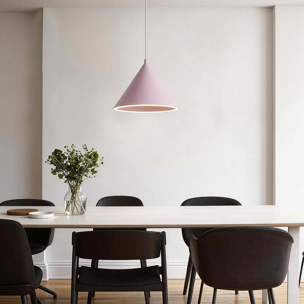 Candeeiro suspenso LED Aria, colorido e em forma de funil