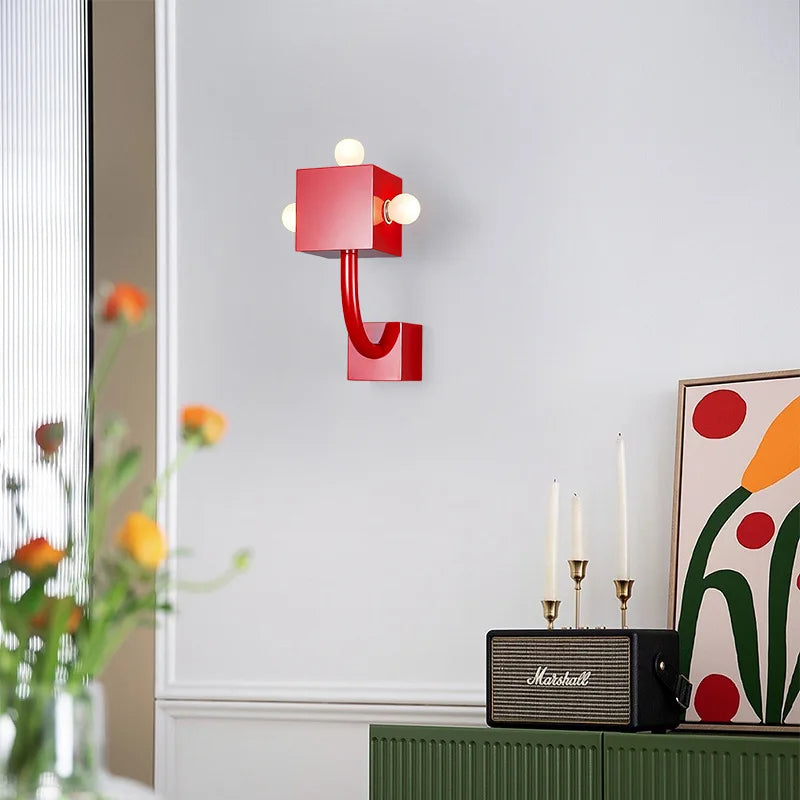 Candeeiro de parede LED moderno de estilo industrial Aria, interior, vermelho, sala de estar e quarto
