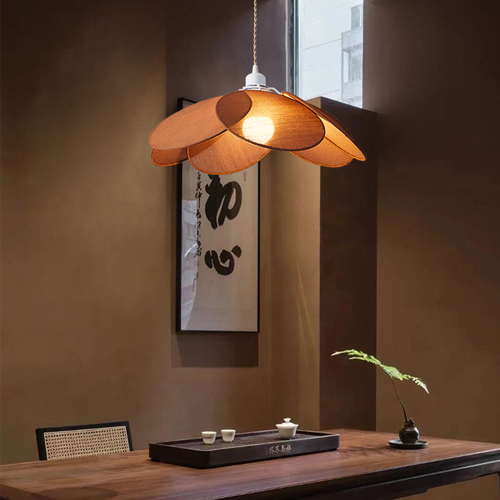 Ritta Minimalist Fabric Flower Pendant Light, Orange/Brown/Beige