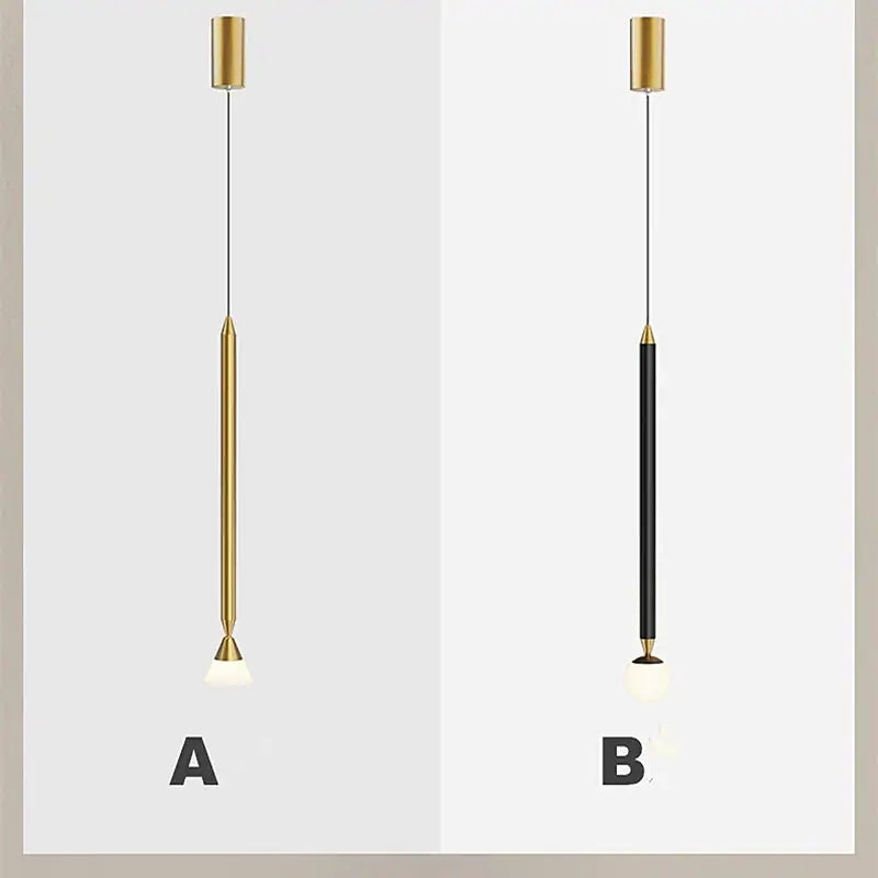 Vikal Linear Pendant Light Bedside, Black & Gold
