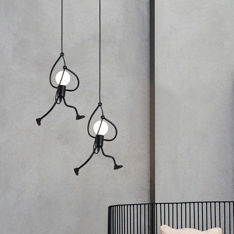 Esi Retro Modern Iron Man Pendant Light, Black