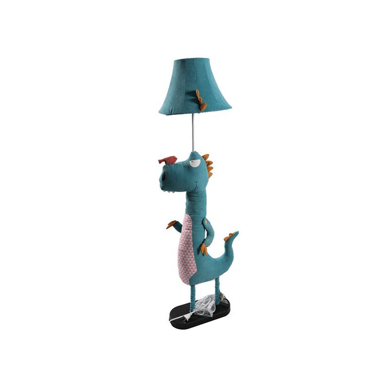Minori moderne gulvlampe i dinosaurdesign, metal/tekstil