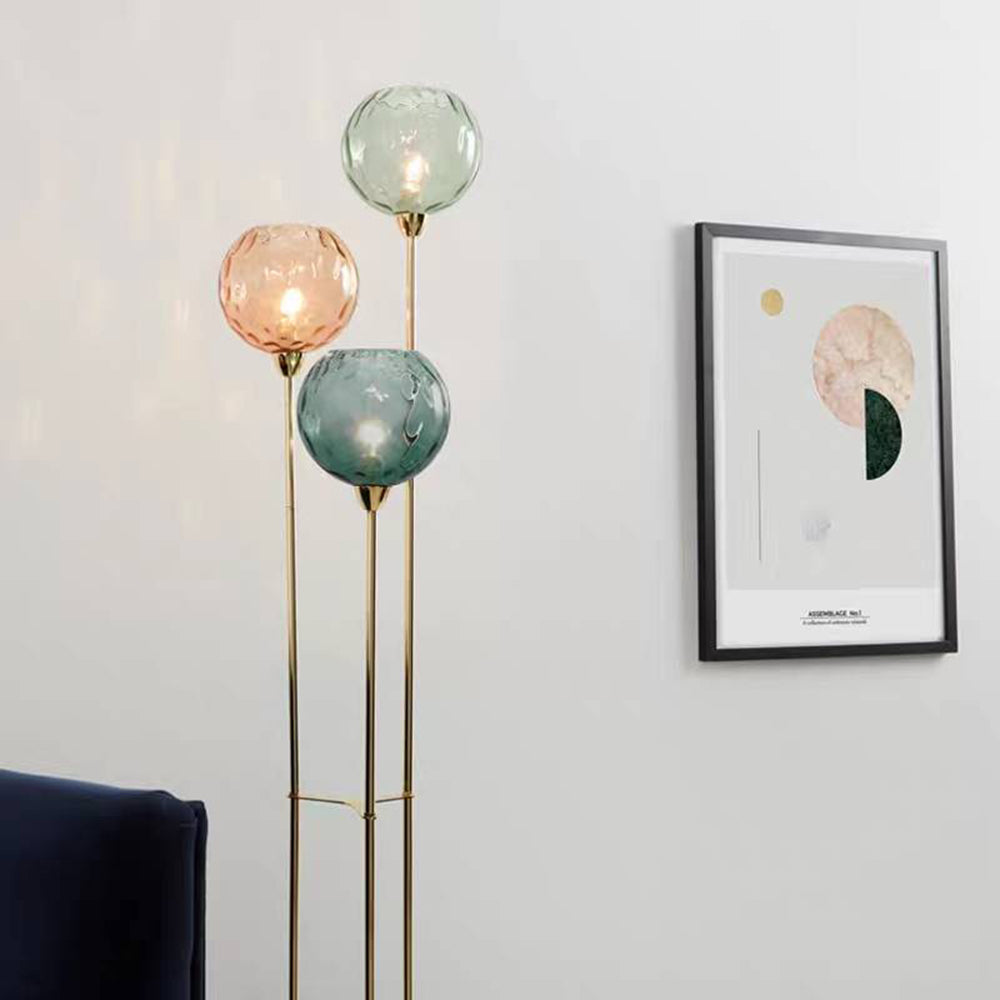 Mira designerboble-gulvlampe, metal/glas