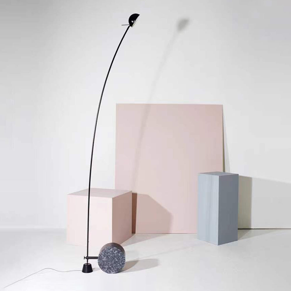 Salgado Nordic Grey Arc LED Floor Lamp, Marble & Metal