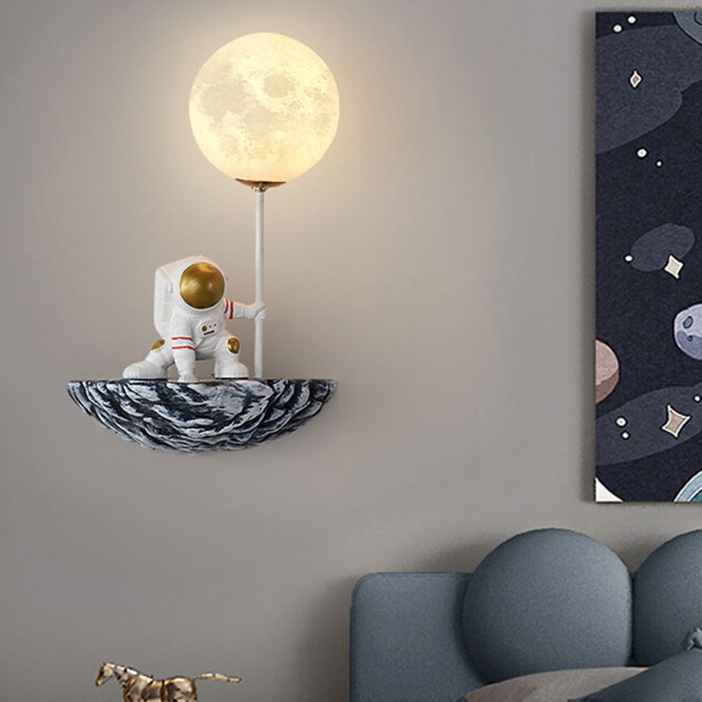 Candeeiro de parede Aria decorativo Astronauta de vidro, branco/branco-azulado