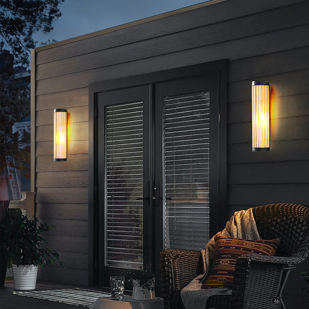 Seluno Wall Lamp Modern Semi-Cylindrical Outdoor Black