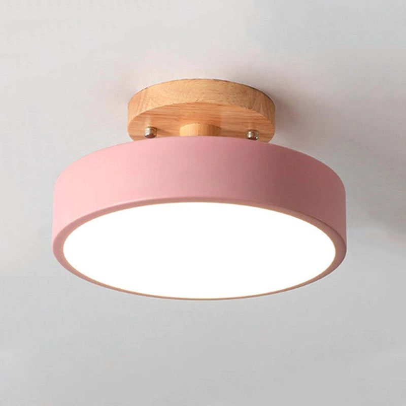 Zera pyöreä moderni LED-pintakattovalaisin, puunvärinen ja värikäs