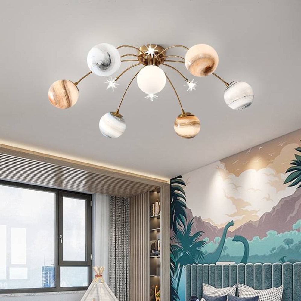 Aria Modern Planet Flush Mount Ceiling Light, Living Room