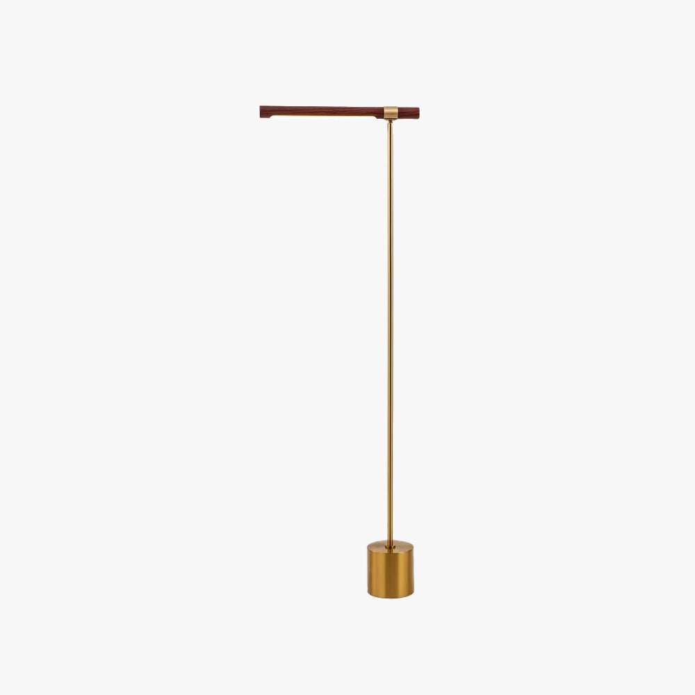 Edge lineær minimalistisk gulvlampe, metal/træ, guld, stue