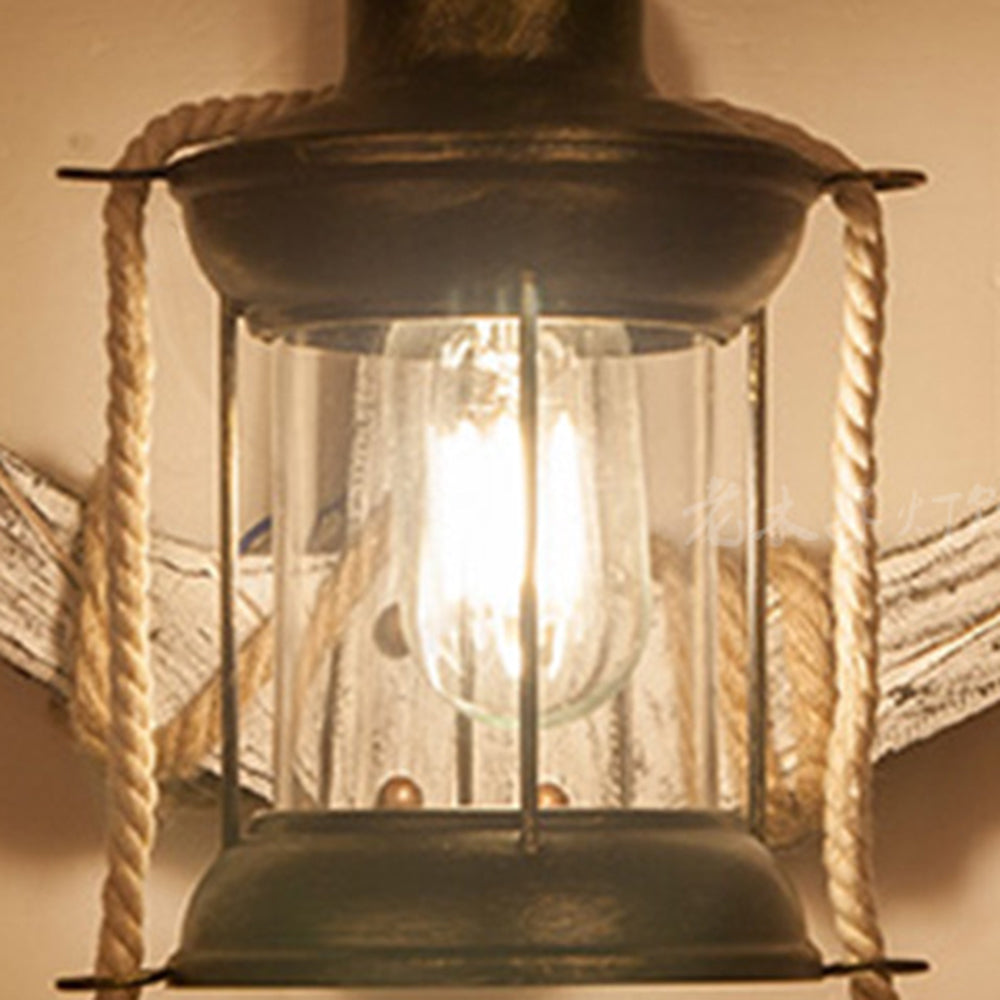 Epoch Anchor Lantern Wall Lamp, Vintage/Antique, Wood, Bedroom