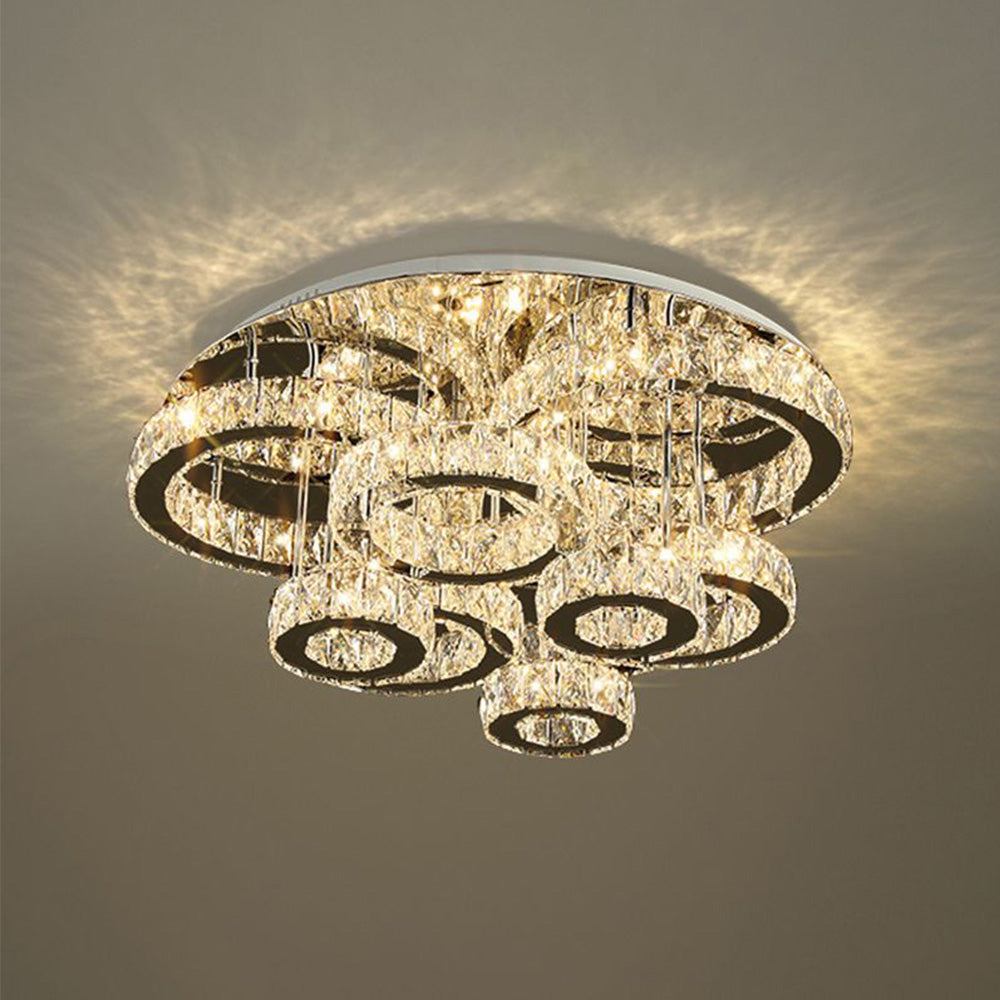 Kristy Modern Multi Ring Metal And Crystal Pendant Light