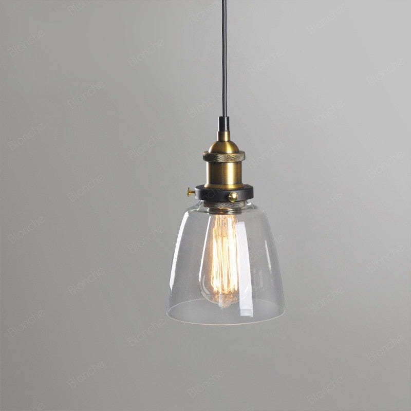 Teni Industrial Glass Pendant Light Clear/Amber/Smoke Grey