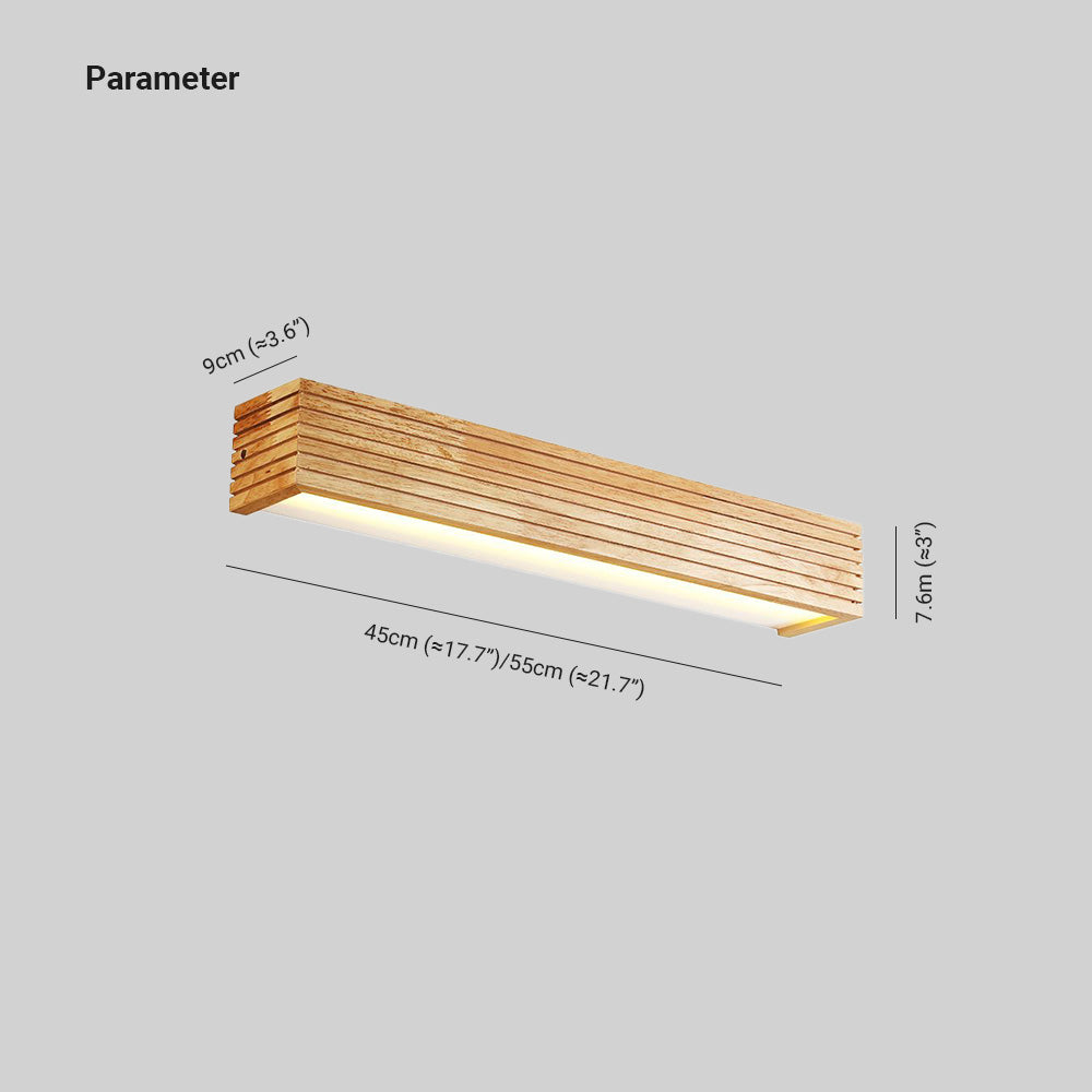Muto modern LED-inomhusvägglampa i trä, sovrum