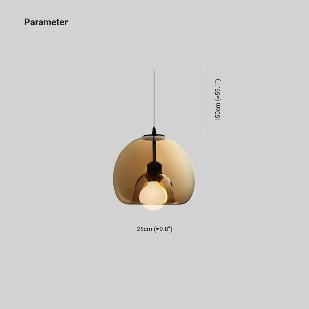 Norvia Pendant Light Globe Glass Amber/Smoky Grey