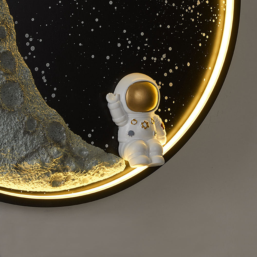 Candeeiro de parede Aria moderno Lua Astronauta de metal preto