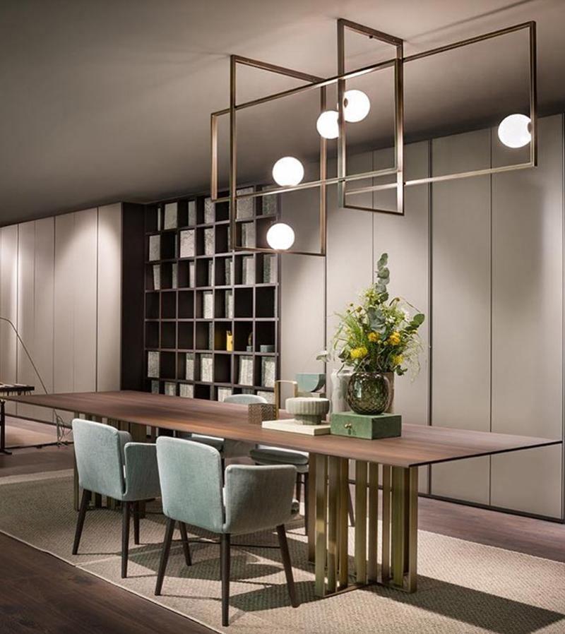 Veliiel moderne geometrisk Mondrian-lysekrone i glas og messing