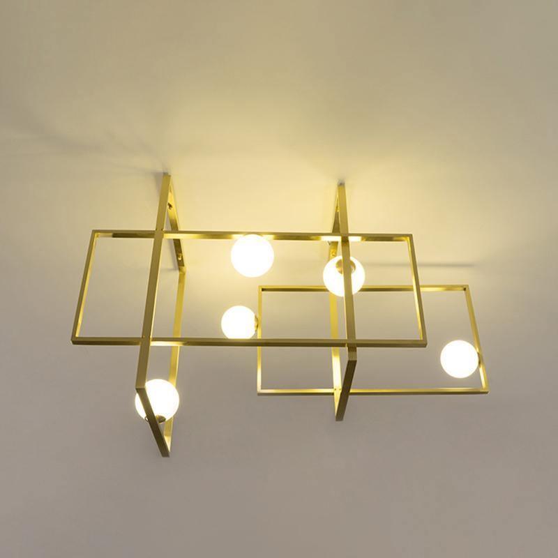 Veliiel moderne geometrisk Mondrian-lysekrone i glas og messing