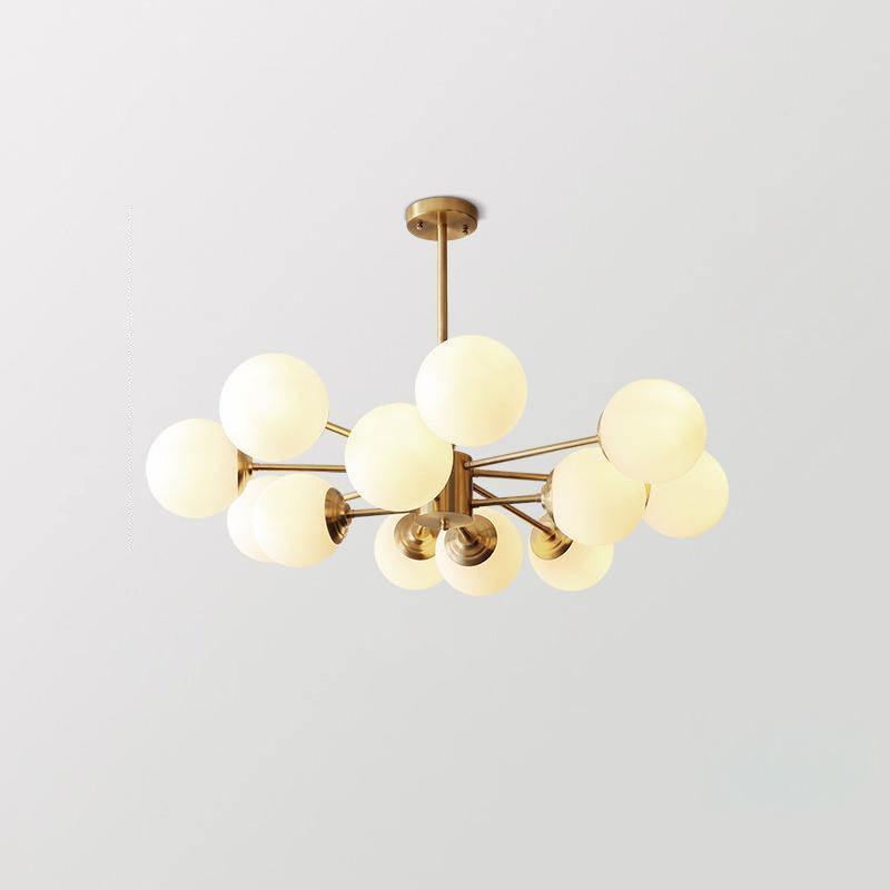 Lustre Eshlen de latão e vidro opalino
