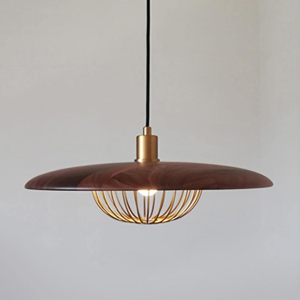 Candeeiro suspenso retro vintage em madeira Rinoira