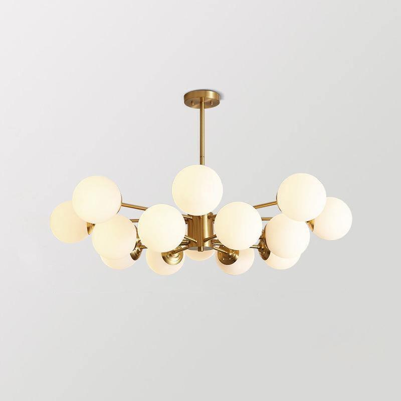 Lustre Eshlen de latão e vidro opalino