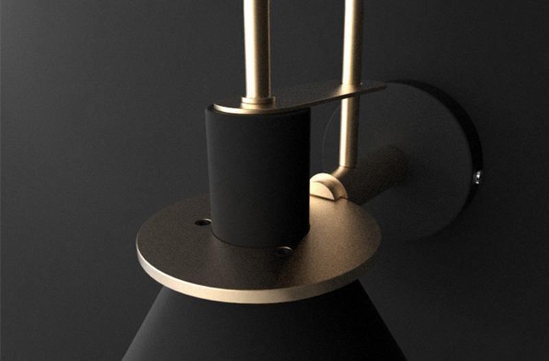 Solerine minimalistisk vägglampa i svart och guld