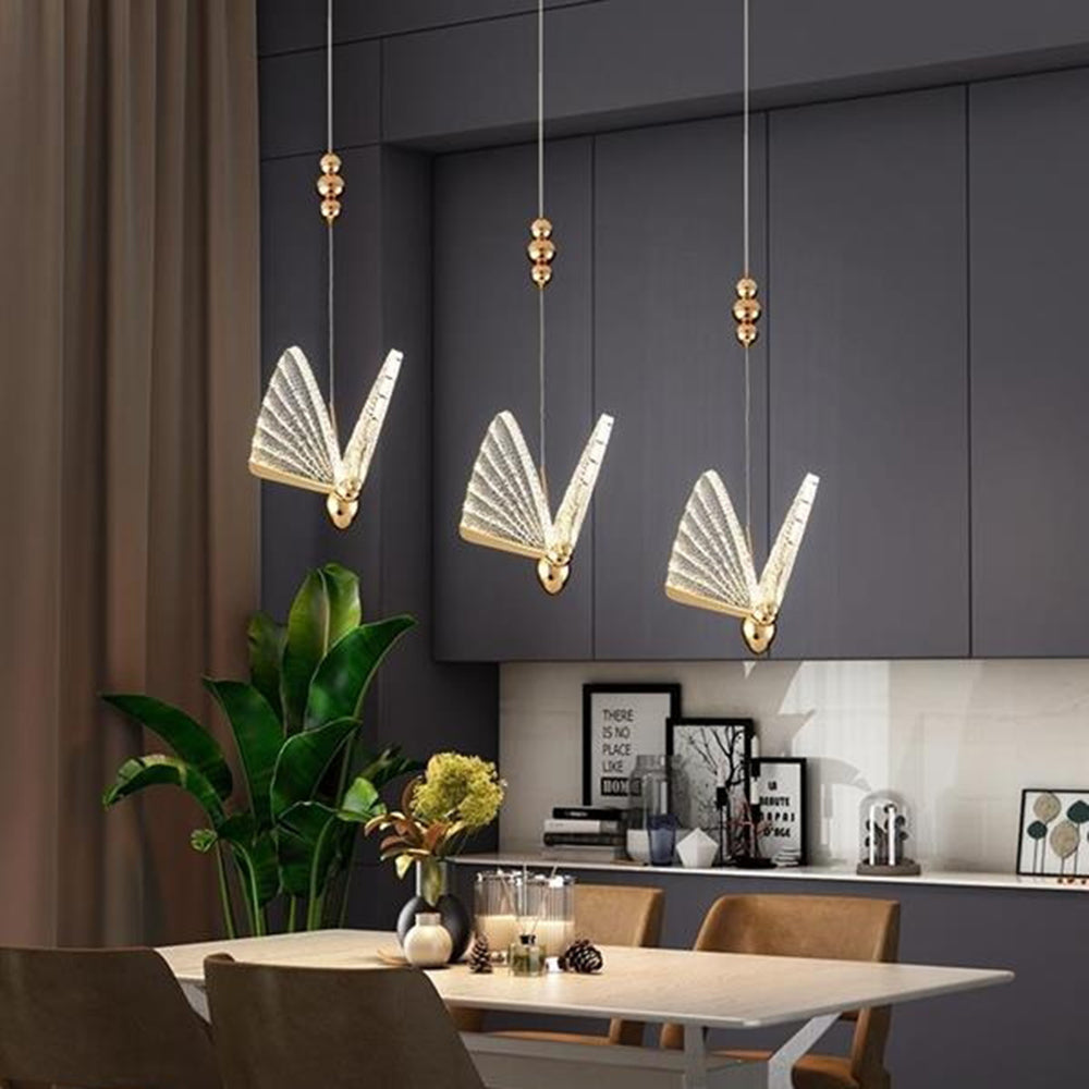 Moderne sommerfuglelysekrone, bord- og gulvlampe, 4 stilarter