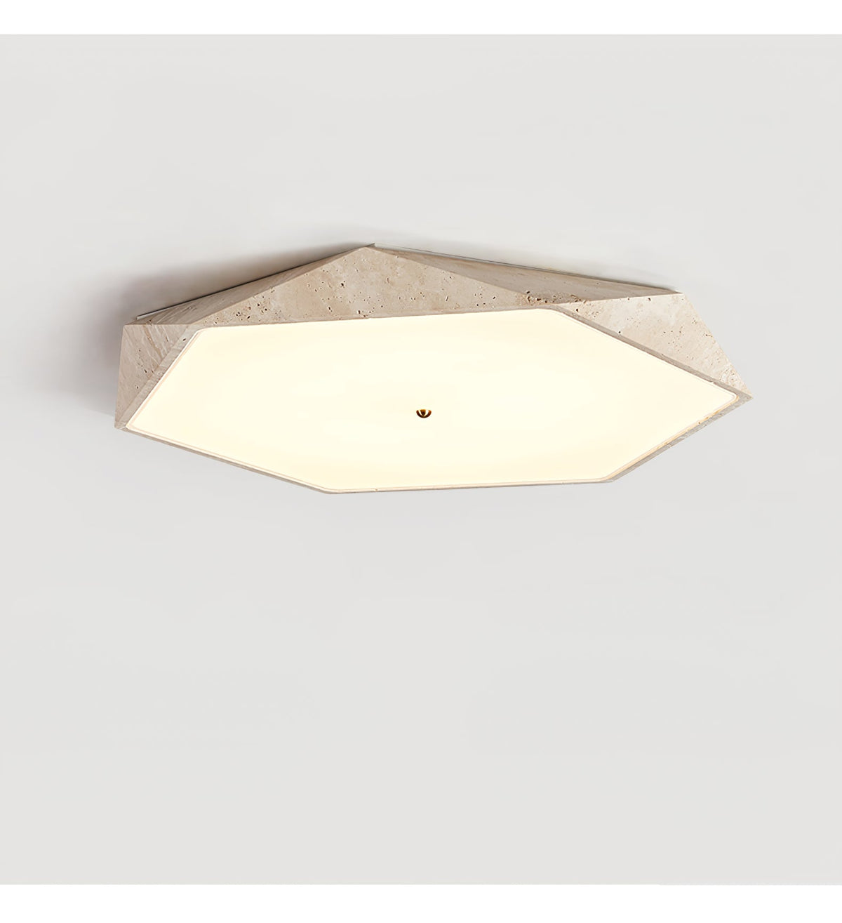 Sekskantet loftslampe i travertin