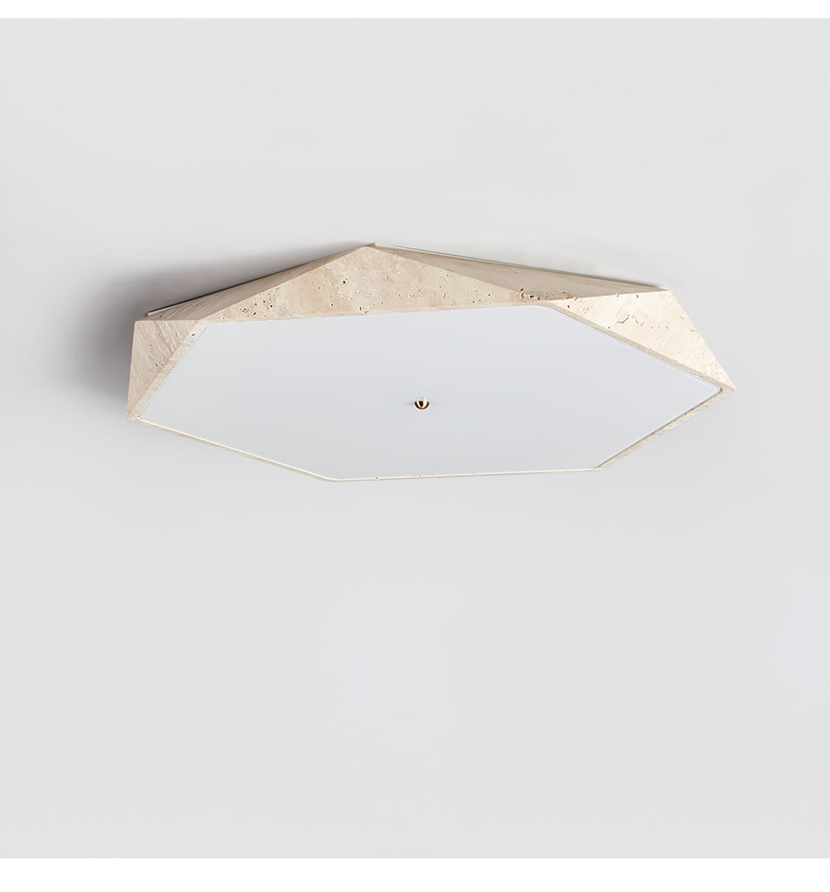 Sekskantet loftslampe i travertin