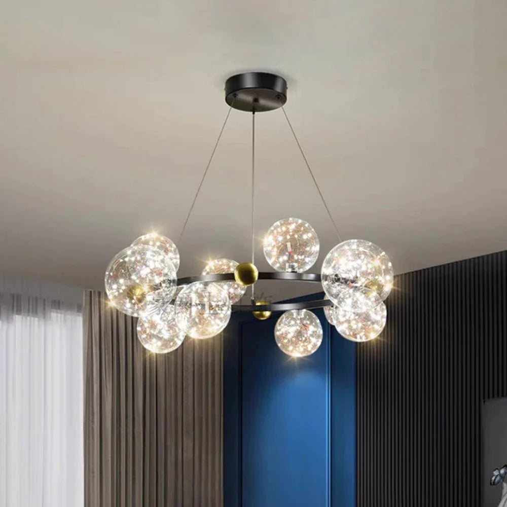 Valentina – art déco-hengiljós með lýsandi kúlum úr gleri