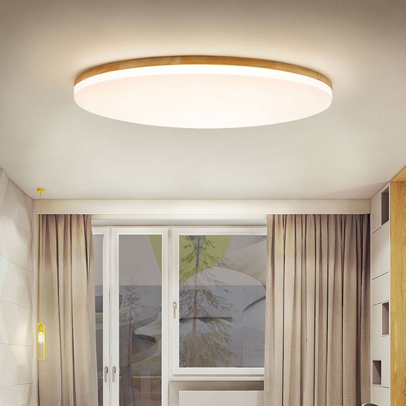 Norev Ceiling Light Slim Round Wood Frame