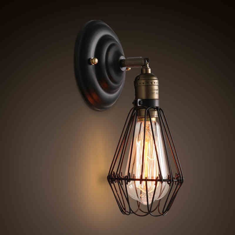 Candeeiro de parede Alessio industrial em forma de lanterna, em metal, preto/ferrugem