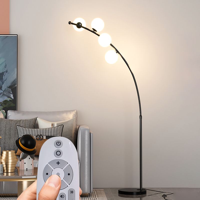 Valentina Modern Arc Multi Head Bubble Floor Lamp Black/Gold