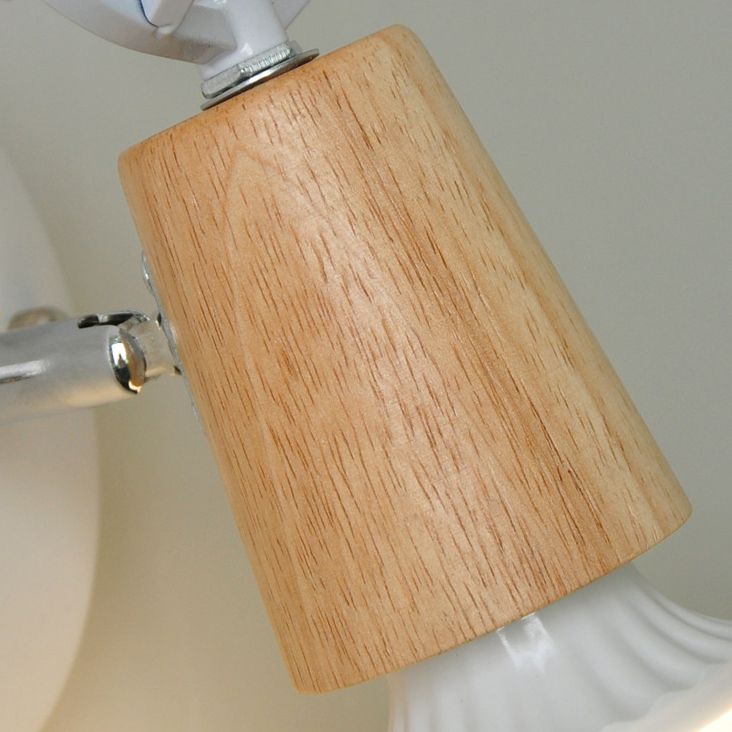 Muto modern vägglampa i trä och glas med hornform, sovrum/badrum