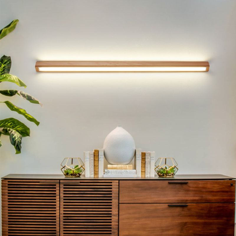 Varelin Wall Lamp Linear Mirror Wooden Front Vanity