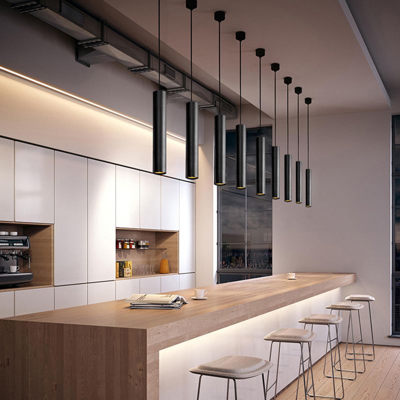 Solira Pendant Light Modern Cylinder Shape Linear Black