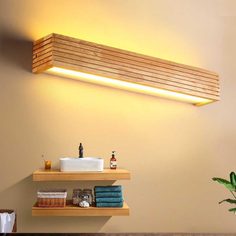 Muto modern LED-inomhusvägglampa i trä, sovrum