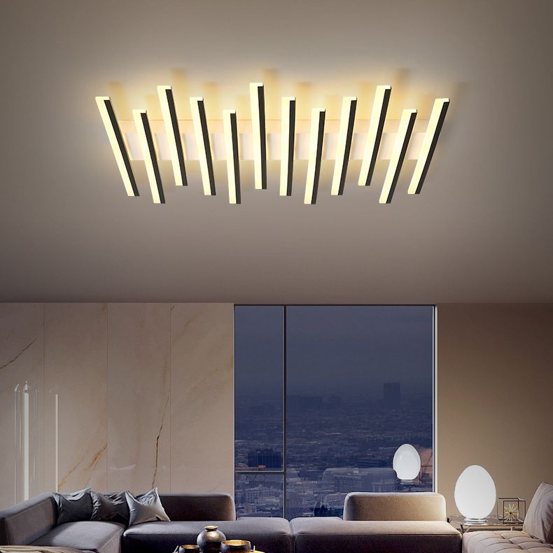 Arisha modern linjär plafondlampa med vågform, svart, vardagsrum