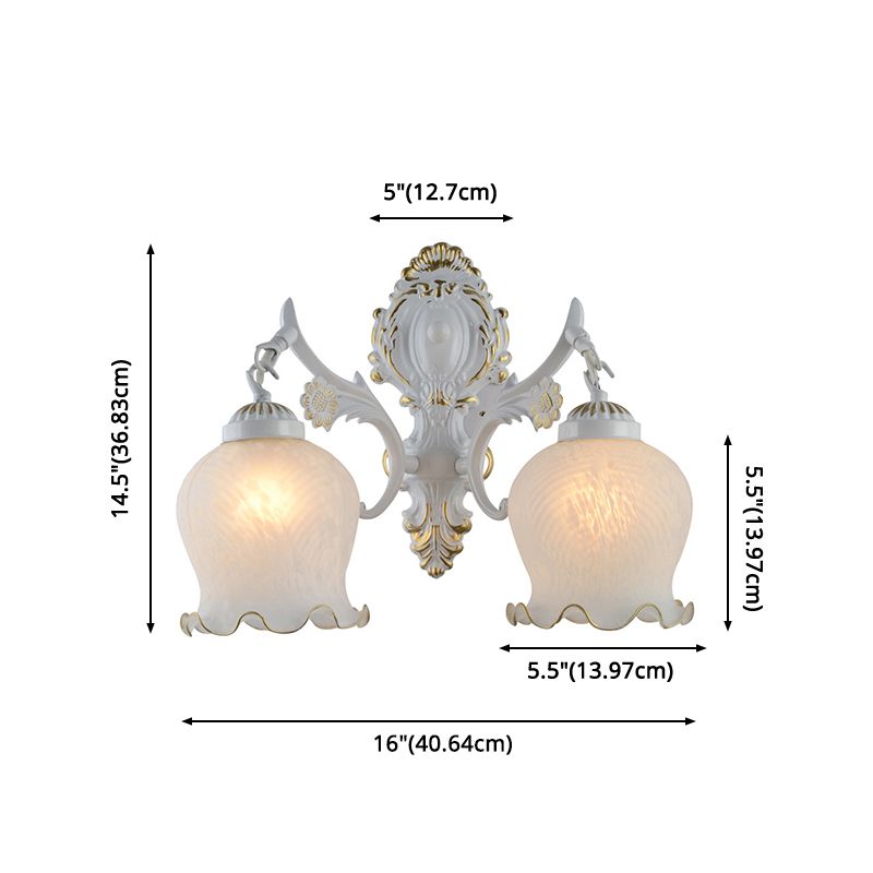Arisha vintage-tyylinen kukkamainen metalli- ja lasiseinävalaisin, valkoinen/pronssi