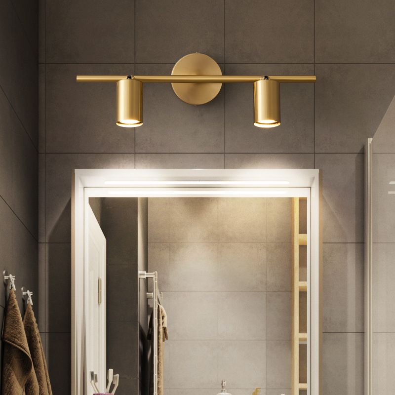 Griv modern roterbar spotlight i cylindrisk form, vägglampa i mässing